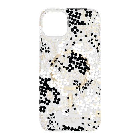 Kate Spade iPhone 15 Plus/14 Plus Protective Hardshell MagSafe Case - Black/White (Multi Floral)